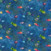 Coral Reef Digital Fish Y4378-90 Blue
